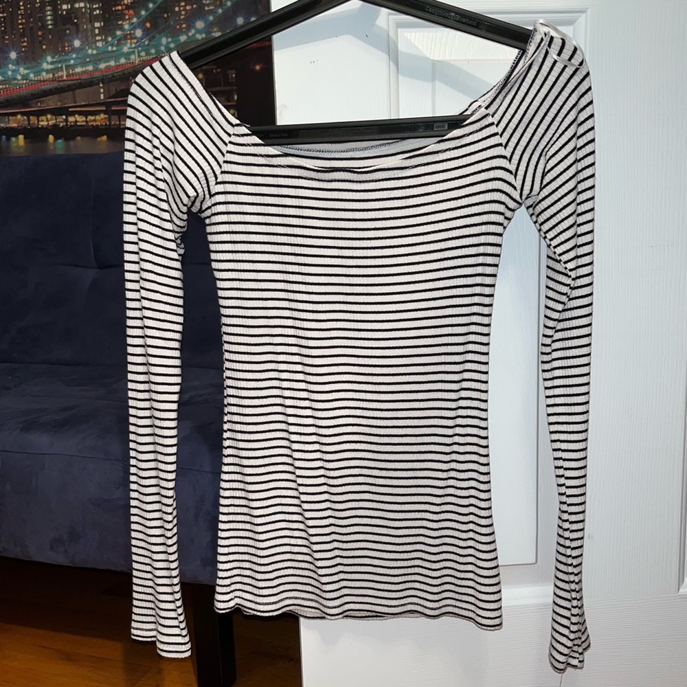 Hollister Off The Shoulder Striped Shirt